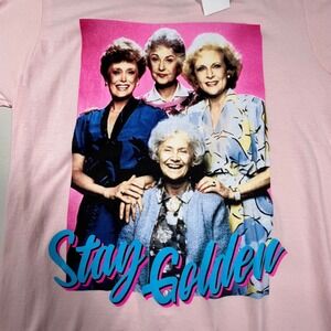 The Golden Girls Stay Golden Graphic Tee Pink Womens Medium NWT TV rose blanche